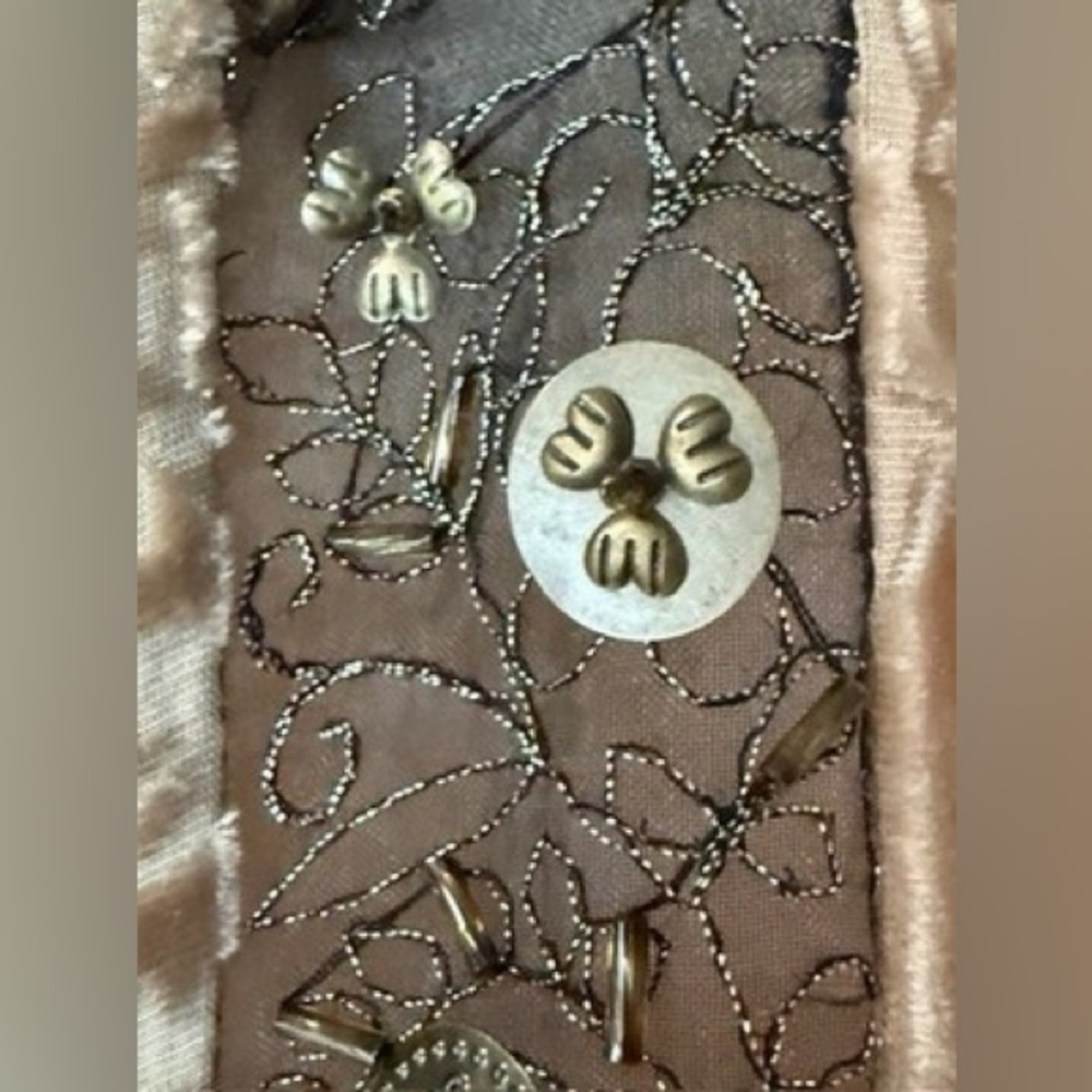 SUNDANCE Champagne Dreams Damask Floral Velvet Dress Beaded Boho 8 Romantic Chic - Picture 10 of 16